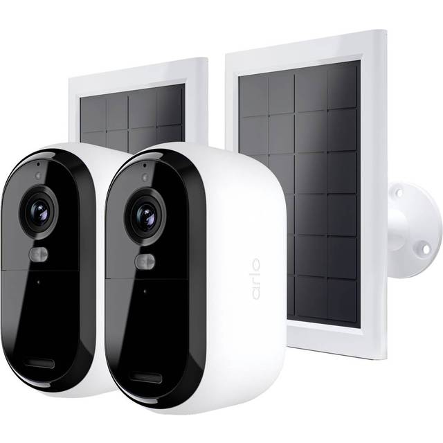 ARLO Essential 2K Quad HD WiFi Security Camera with Solar Panels - 2 Cameras, White, White