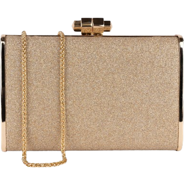 Paradox London Champagne Glitter 'Devica' Box Clutch - Metallic