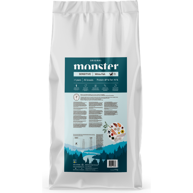 Monster Dog Original Sensitive White Fish - Torrfoder Hund - 17 Kg
