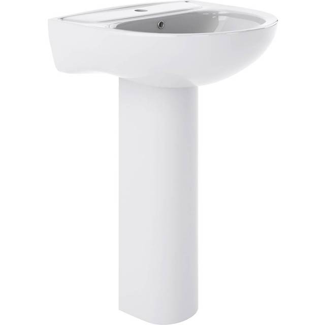 Nuie Lawton White 550mm 1 Tap Hole Basin &amp; Full Pedestal
