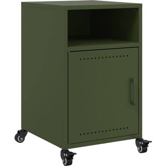 vidaXL Bedside Cabinet Olive Green 36x39x59 cm Steel