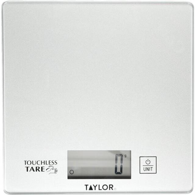 Taylor Accurate Glass Digital Black Kitchen Scale, Small - Silver