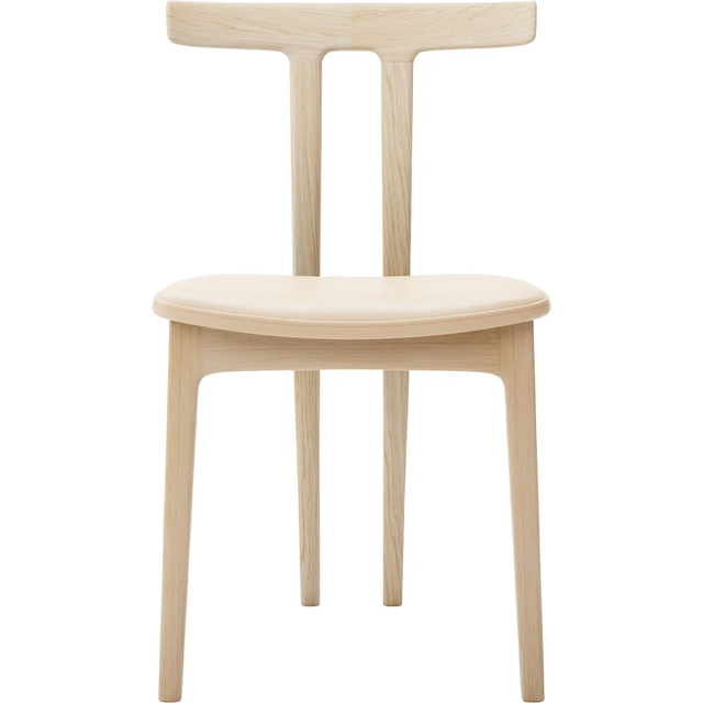 Carl Hansen - OW58, T-Chair, White Oiled Oak, Leather Cat. C Sif 90 - Matstolar - Ole Wanscher - Läder/Trä/Skum