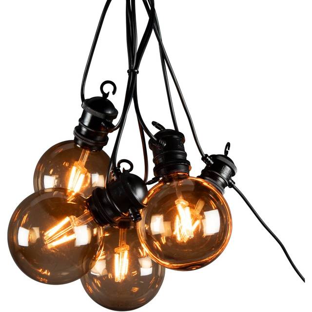 Ljusslinga E27 med 10 rökfärgade LED-lampor, dimmer 24V/IP44