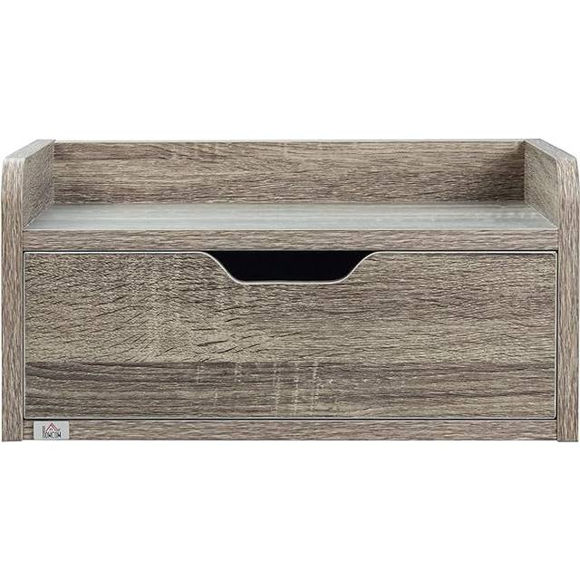 HOMCOM Floating Nightstand Set of 2 - Nightstand with Drawer - Grey | TJ Hughes