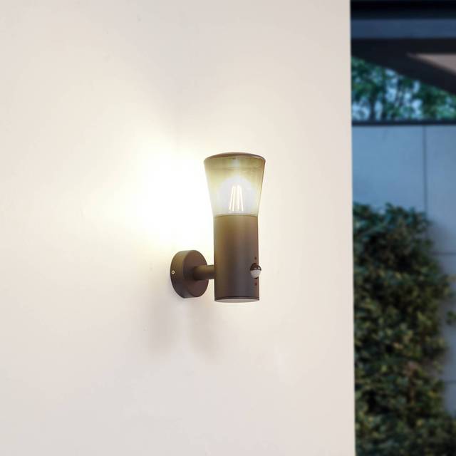 Lindby - Heulo Outdoor Wall Lamp Ø10,5 w/Sensor Smoke Grey Lindby