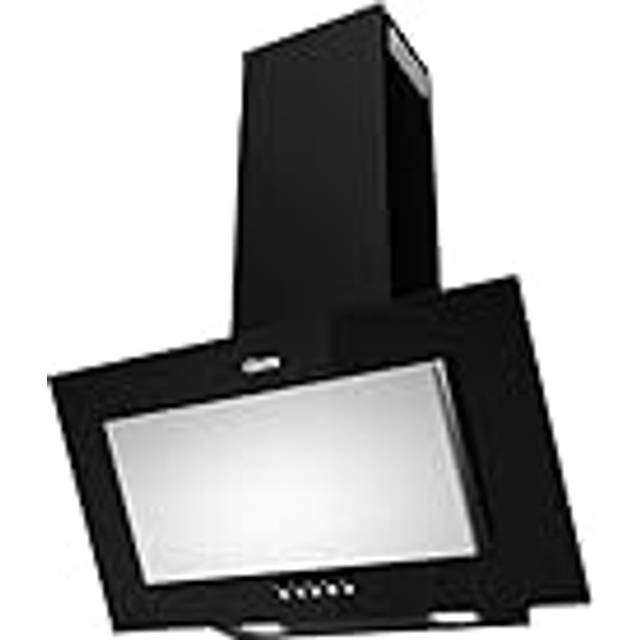 CIARRA CBCB6736D Class A Angled Cooker Hood 60cm Black with CBCF002X2 Carbon Filters Chimney Vent Hood with LED Lights Ducted & Ductless Wall Mounted