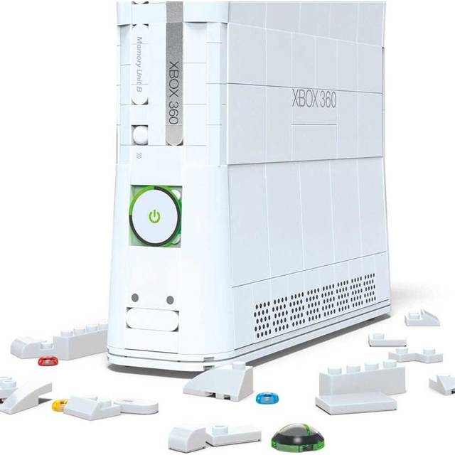 MEGA Microsoft-byggsats med samlarobjekt, Xbox 360-modellkopia i 1342 delar, handkontroll och LED-lampor, bygg- och utställningsleksak för vuxna samlare, HWW15