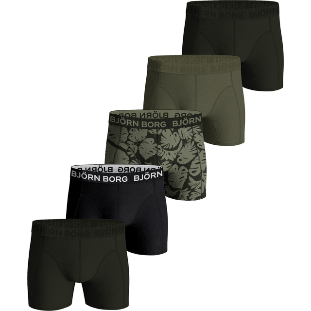 BJÖRN BORG Cotton Stretch Boxer 5P |Khaki green |XL