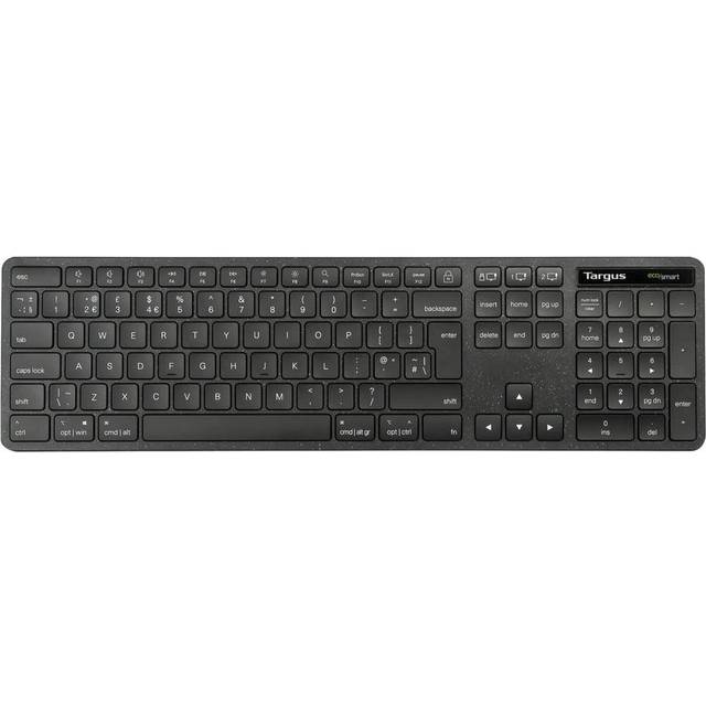 Targus EcoSmart - Tangentbord - full size - antimikrobiell - trådlös - Bluetooth 5.0, 2.4 GHz - QWERTY - Nordisk - svart