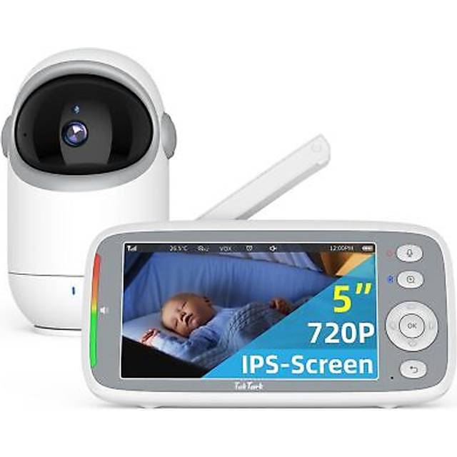 TakTark Babyvakt med Kamera, 5'' Babyvakt med Kamera 720P IPS Video Babyvakt med Kamera med Rotation Pan-Tilt 300° Kamera Babyvakt med VOX, Intercom, Nattseende, Temperaturövervakning (BM813-EU)