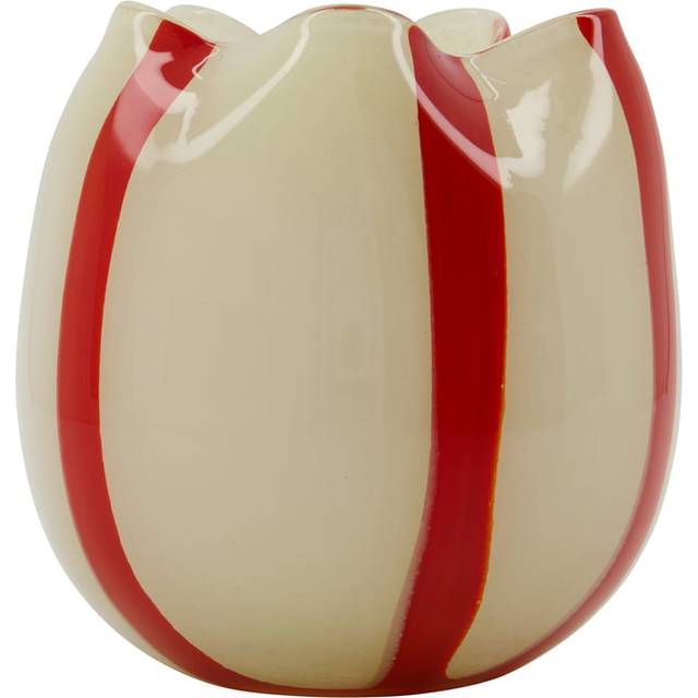 House Doctor Yellow tealight holders Ø15 cm White-red