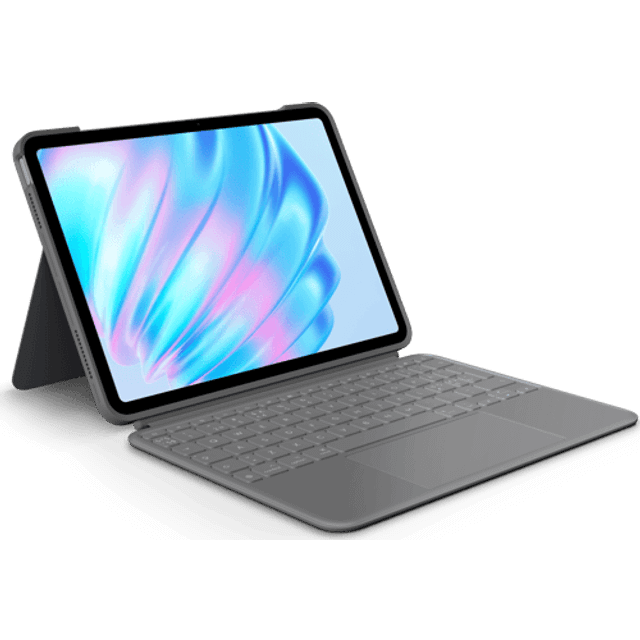 Logitech Combo Touch iPad Air 11-tum (M2 och M3), iPad Air (5:e generationen) Tangentbordsfodral – Avtagbart bakgrundsupplyst tangentbord med stativ, Layout Pan Nordic QWERTY - Grå