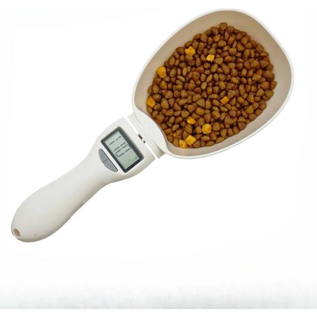 (White) Pet Food Scale Electronic Measuring Tool For Dog Cat Feeding Bowl Measuring Spoon Kitchen Scale Digital Display With Led