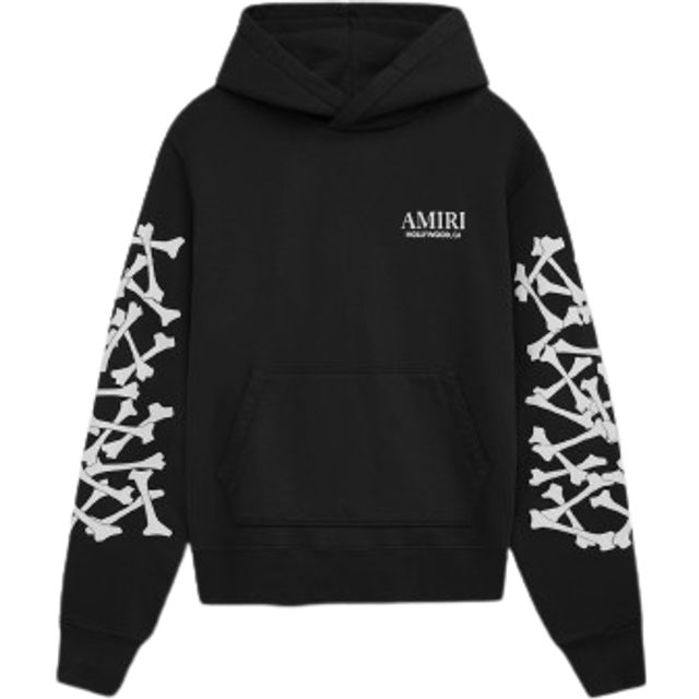 Amiri Mens Black Bones Brand-print Cotton-jersey Hoody M - BLACK