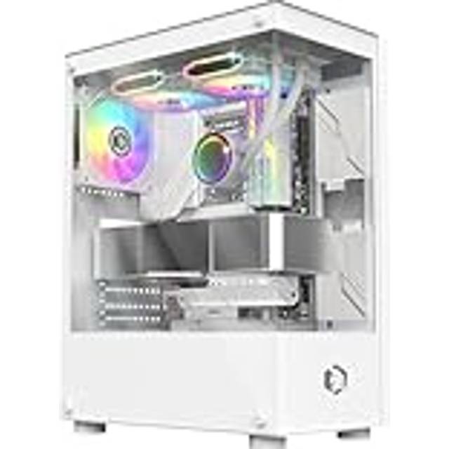 Empire Gaming - PC gamer-fodral CM-241, ARGB Medium Tower Micro-ATX och ITX, 3 st fläktar på 120 mm, 3 stift, 5 volt, LED, RGB, adresserbar, MB Sync, Mid Tower, vit
