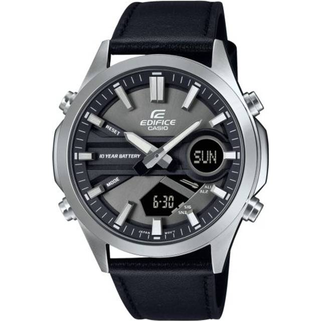 Casio Herr analog digital kvartsur med läderrem EFV-C120L-8AEF, Svart