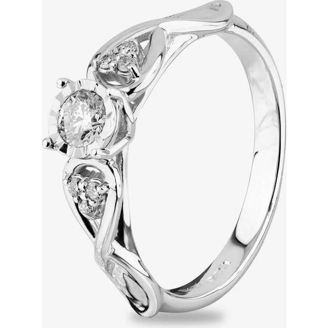 9ct White Gold 0.25ct Diamond Crossover Ring THR28182-25 O - Silver