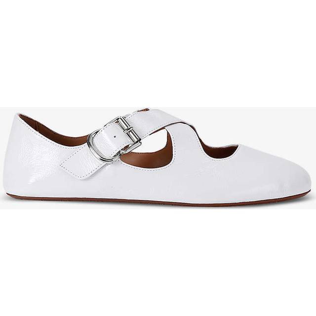 Azzedine Alaia Womens White Criss Cross Patent-leather Ballet Flats Eur 38.5 / 5.5 Uk Women - WHITE