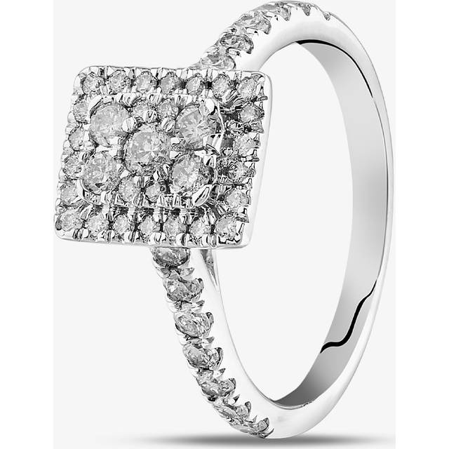 9ct White Gold Diamond Oblong Cluster Ring TH0125966 P - Silver