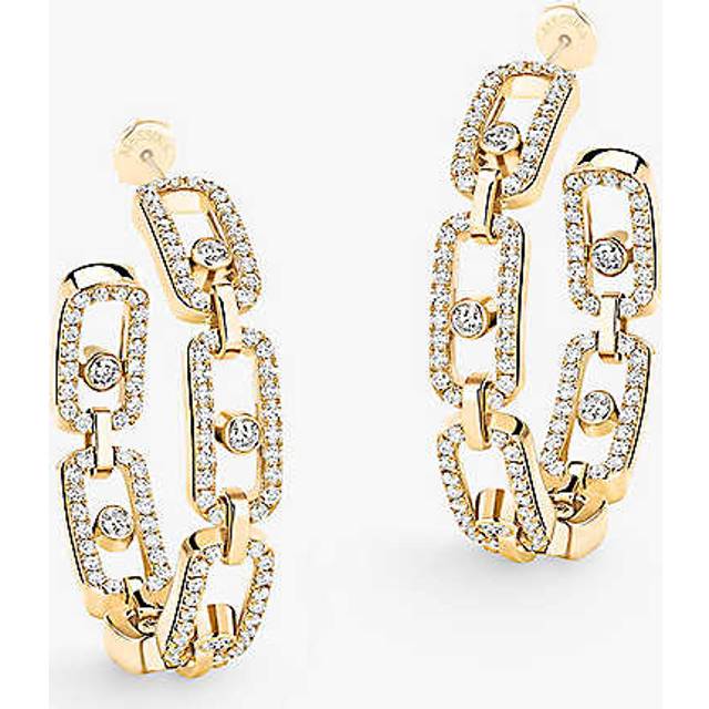 Messika Small Yellow Gold and Diamond Move Link Hoop Earrings - One size