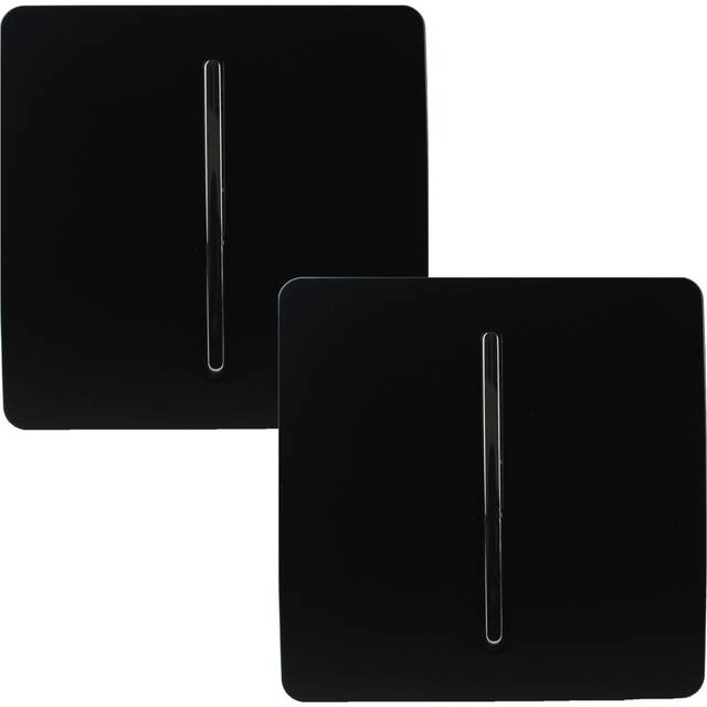 Trendi Switch 1 Gang 1 or 2 Way Matt Black Rocker Light Switch 2 Pack - 9 x 9 x 3cm