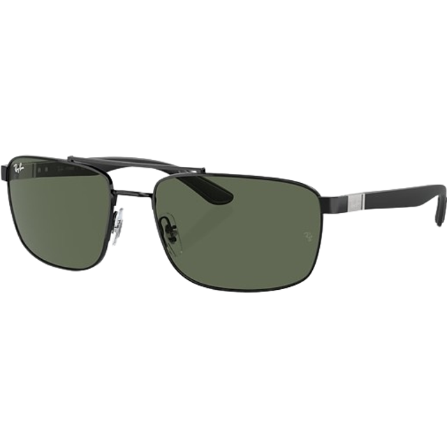 Ray - Ban Unisex RB3737 002/71 Solglasögon Metall Svart Grön Fyrkantig Normal