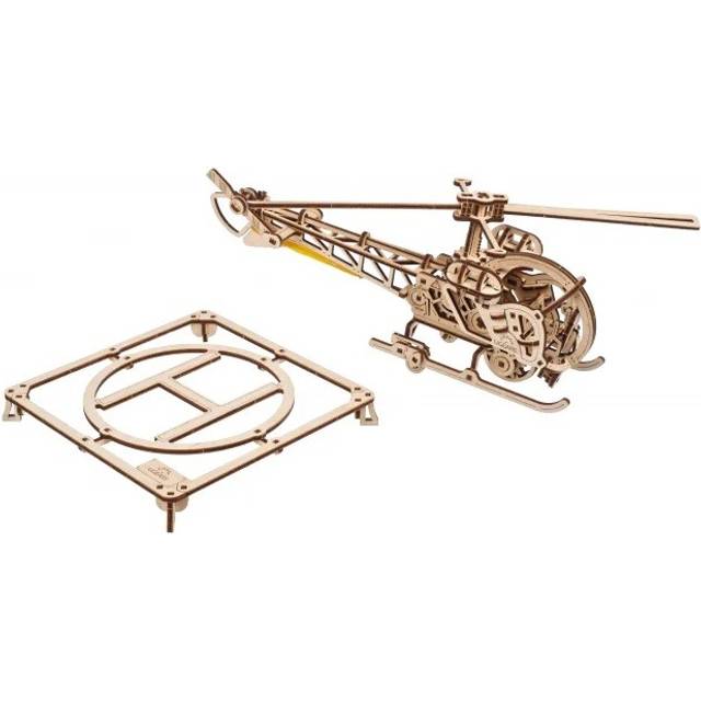 UGears Mini Helicopter Wooden Model Kit - Black