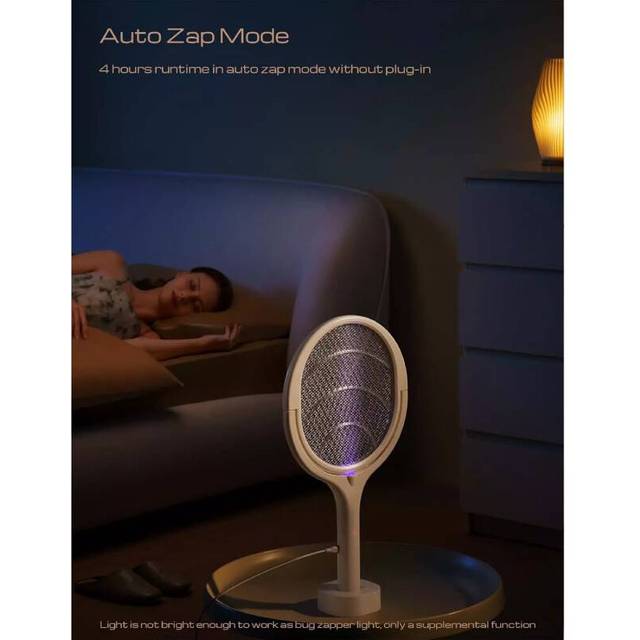 Rotating Head Rechargeable Fly Zapper Electric Fly Swatter Mosquito Killer Tool