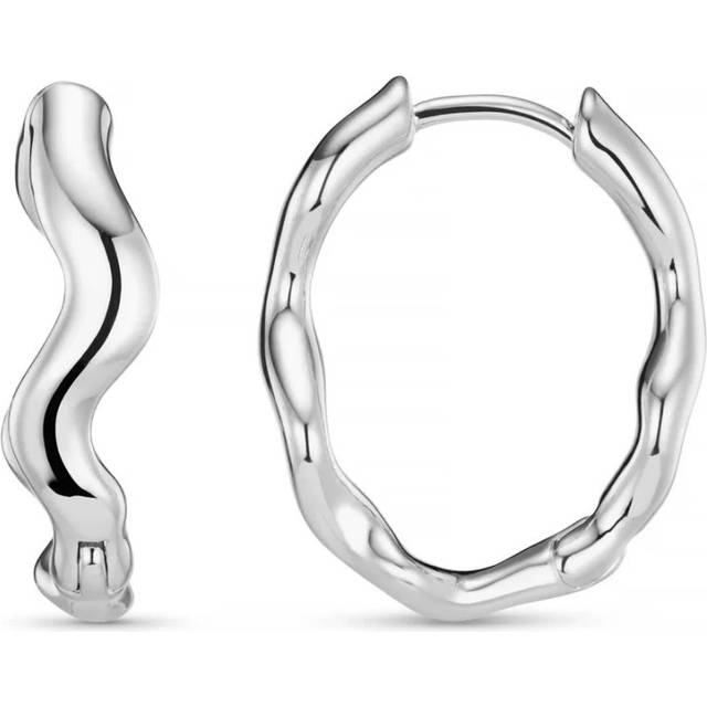 Orelia Organic Oval Hoop Earrings, Silver