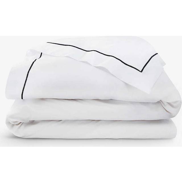 The White Company White/vy Savoy Cord-trimmed Egyptian-cotton Single Duvet Cover 140cm X 200cm Double - White/Navy