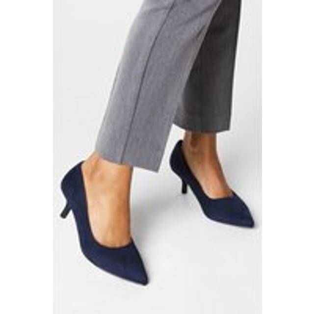 Womens Wide Fit Dove Kitten Heel Court Shoes - Navy - 4