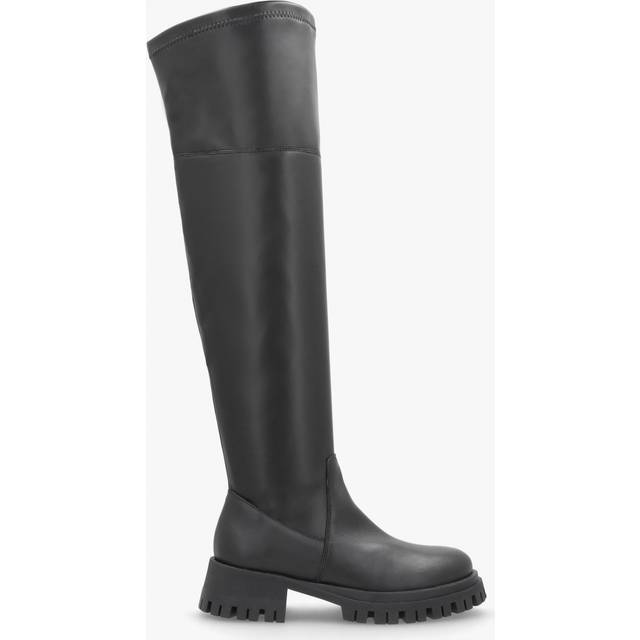 DANIEL Larisa Black Leather Stretch Over The Knee Boots Size: 35, Colour: Black Leather