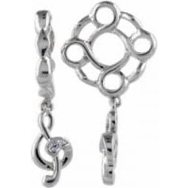 Silver & Diamond Treble Clef Dangle Charm S268D