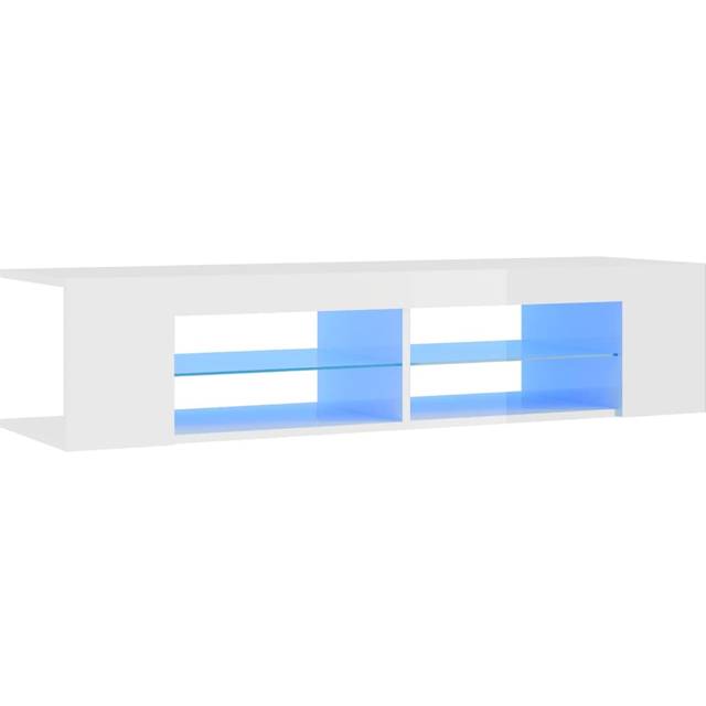 vidaXL TV Cabinet with LED Lights High Gloss White 135x39x30 cm