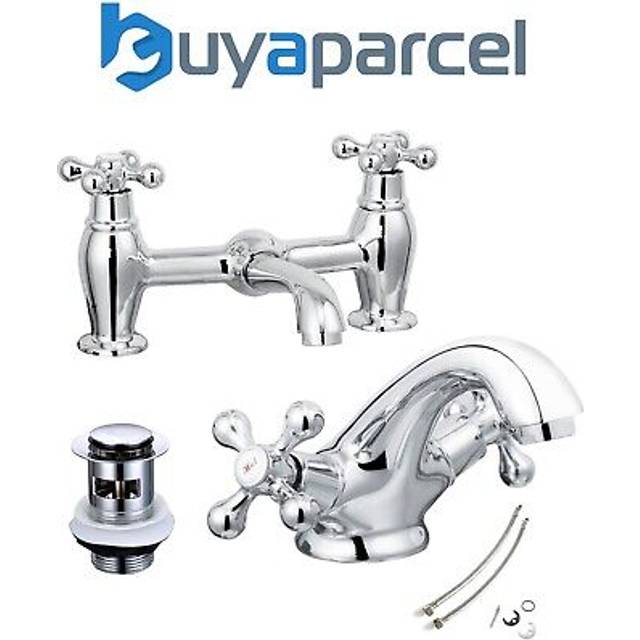 Cascade Penridge Traditional Bath Filler & Basin Tap Chrome & Waste - Bristan