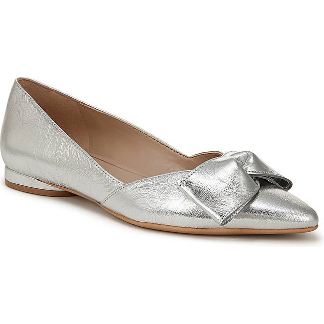 Naturalizer Havana Bow Flat Shoes, Silver Leather, 7.5W Pointed Toe