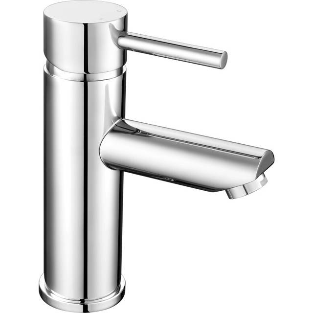 Minimalist Round Mono Basin Mixer Tap & Push Button Waste - Chrome