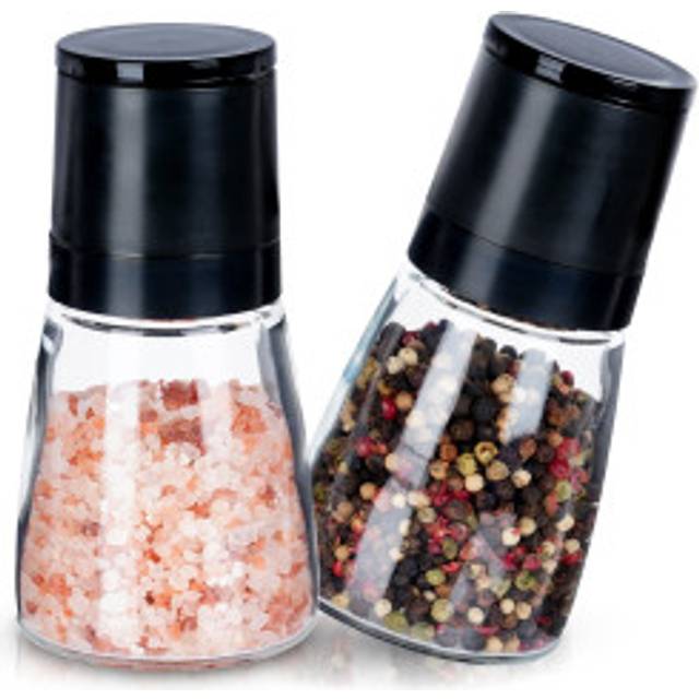 Manual pepper and salt grinders with adjustable grinding degree