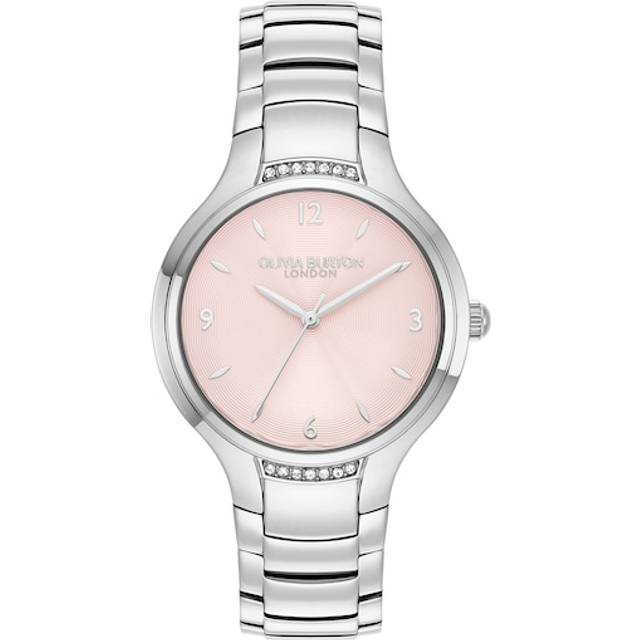 Olivia Burton Ladies' Crystal Detail Blush Dial Stainless Steel Watch
