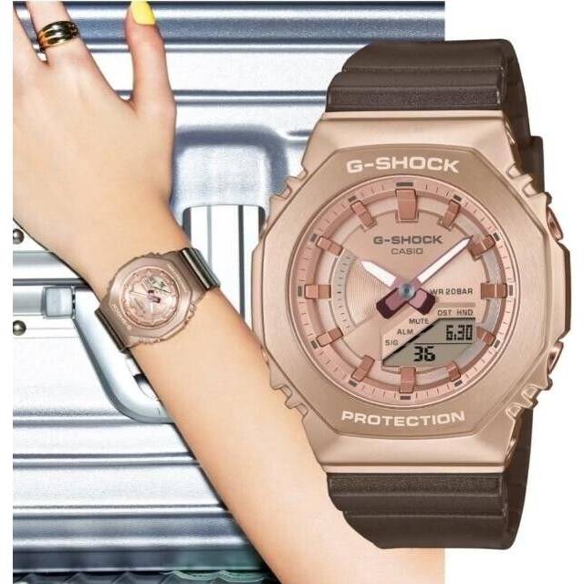 Casio G-Shock Analog Digital Bio-Based Resin Strap Rose Gold Dial Quartz GM-S2100CB-5A 200M Women&#39;s Watch