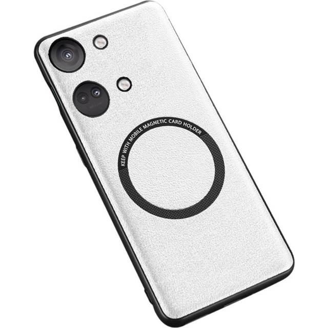 OnePlus Nord 3 (5G) EIDERWOOD Hybrid Plastic Skal med Konstläder - MagSafe Kompatibel - Vit