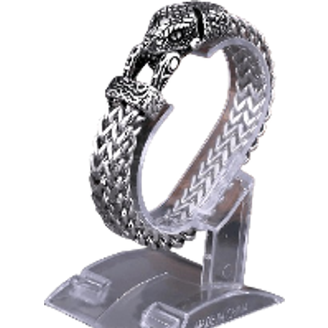 nordisk Rostfritt Stål Orm Huvud Armband , Herr Smycke Presenter , Fashionabel Stickbloss Hänge Armband - Antikt Silver (En-Storlek)