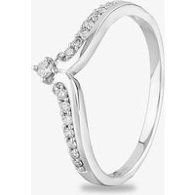 9ct White Gold 0.15ct Diamond Wishbone Ring THR28175-15 N - Silver
