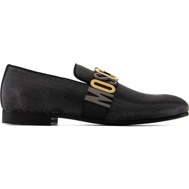 Moschino Black & Silver Lettering Mix Loafers - BLACK - IT 45