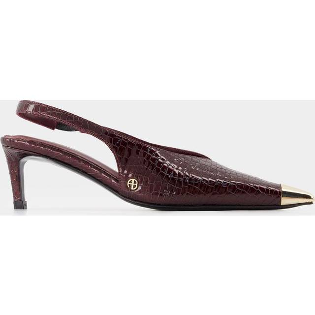Nina Heels With Metal Toe Cap - Burgundy Small Embossed 41