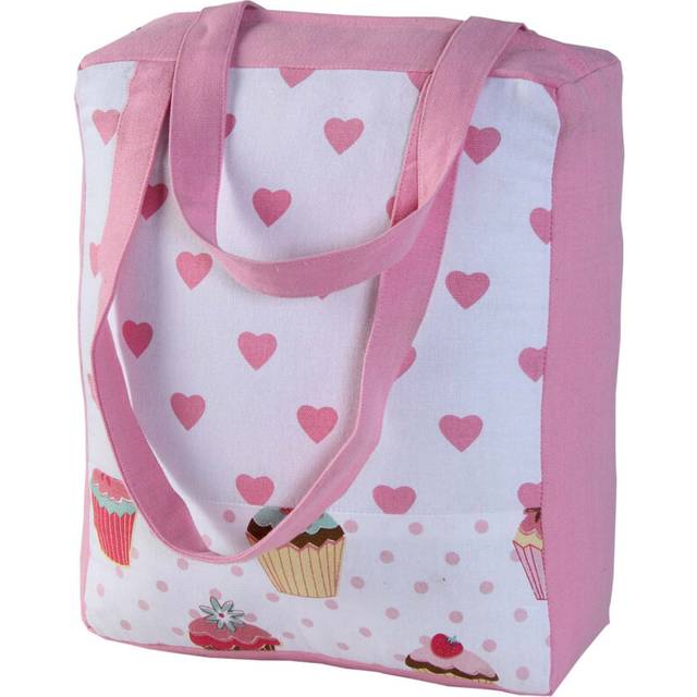 Cotton Pink Hearts & Cup Cakes Design Shopping Bag, 27 x 32 x 11 cm