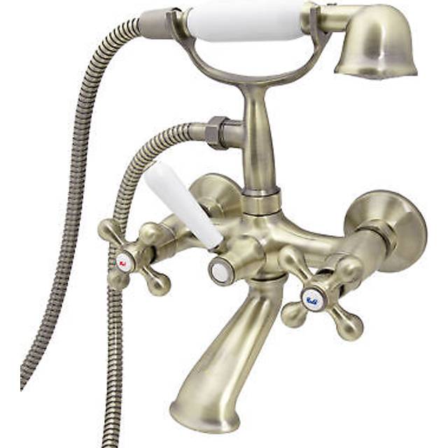 Retro elegante parete montato antico rubinetto ottone bagno con doccia