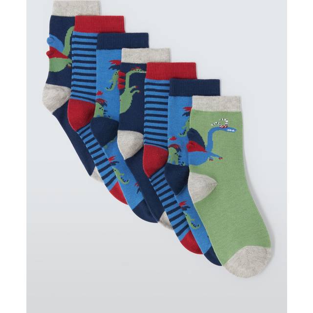 John Lewis Kids' Dragon Stripe Cotton Rich Socks, Pack of 7, Multi