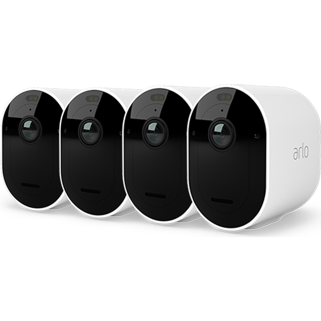 Arlo Pro 5 Überwachungskamera Aussen WLAN, 2K+ HDR Video, Kabellos, Verbesserte Farbnachtsicht, 160° Blickwinkel, Spotlight, 2-Wege Audio, Alarm Sirene Secure Testzeitraum, 4er Set, Weiß